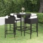 vidaXL Set de bar de jardín 5 pzas y cojines ratán sintético negro vidaXL Set de bar de jardín 5 pzas y cojines ratán sintético negro