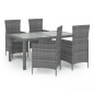 vidaXL Set de comedor de jardín 5 pzas y cojines ratán sintético gris vidaXL Set de comedor de jardín 5 pzas y cojines ratán sintético gris