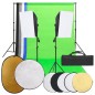 vidaXL Kit de estudio fotográfico con set de luces, fondo y reflector vidaXL Kit de estudio fotográfico con set de luces, fondo y reflector