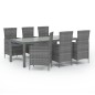 vidaXL Set de comedor de jardín 7 pzas y cojines ratán sintético gris vidaXL Set de comedor de jardín 7 pzas y cojines ratán sintético gris