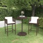 vidaXL Set de bar de jardín 3 piezas y cojines ratán sintético marrón vidaXL Set de bar de jardín 3 piezas y cojines ratán sintético marrón