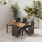 vidaXL Juego de comedor de jardín 5 piezas con cojines ratán PE negro
