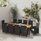 vidaXL Juego de comedor de jardín 9 pzas con cojines ratán PE negro vidaXL Juego de comedor de jardín 9 pzas con cojines ratán PE negro