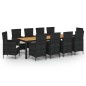 vidaXL Juego de comedor de jardín 9 pzas con cojines ratán PE negro vidaXL Juego de comedor de jardín 9 pzas con cojines ratán PE negro