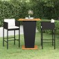 vidaXL Set muebles bar jardín 3 piezas y cojines ratán sintético negro vidaXL Set muebles bar jardín 3 piezas y cojines ratán sintético negro
