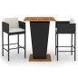 vidaXL Set muebles bar jardín 3 piezas y cojines ratán sintético negro vidaXL Set muebles bar jardín 3 piezas y cojines ratán sintético negro