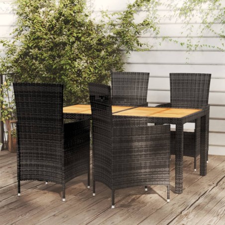 vidaXL Juego de comedor de jardín 5 piezas con cojines ratán PE negro