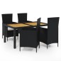 vidaXL Juego de comedor de jardín 5 piezas con cojines ratán PE negro vidaXL Juego de comedor de jardín 5 piezas con cojines ratán PE negro