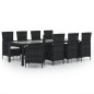 vidaXL Set de comedor jardín 9 pzas y cojines ratán sintético marrón