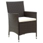 vidaXL Set de comedor jardín 9 pzas y cojines ratán sintético marrón