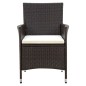 vidaXL Set de comedor jardín 9 pzas y cojines ratán sintético marrón