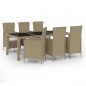 vidaXL Set de comedor de jardín 7 pzas y cojines ratán sintético beige vidaXL Set de comedor de jardín 7 pzas y cojines ratán sintético beige