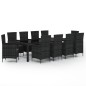 vidaXL Juego de comedor de jardín 11 pzas con cojines ratán PE negro vidaXL Juego de comedor de jardín 11 pzas con cojines ratán PE negro