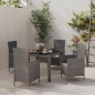 vidaXL Set de comedor de jardín 5 pzas y cojines ratán sintético gris vidaXL Set de comedor de jardín 5 pzas y cojines ratán sintético gris