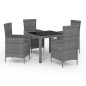 vidaXL Set de comedor de jardín 5 pzas y cojines ratán sintético gris vidaXL Set de comedor de jardín 5 pzas y cojines ratán sintético gris