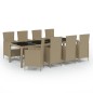 vidaXL Set de comedor de jardín 9 pzas y cojines ratán sintético beige vidaXL Set de comedor de jardín 9 pzas y cojines ratán sintético beige
