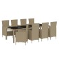 vidaXL Set de comedor de jardín 9 pzas y cojines ratán sintético beige vidaXL Set de comedor de jardín 9 pzas y cojines ratán sintético beige