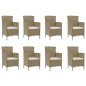 vidaXL Set de comedor de jardín 9 pzas y cojines ratán sintético beige vidaXL Set de comedor de jardín 9 pzas y cojines ratán sintético beige