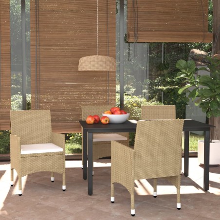 vidaXL Juego muebles jardín 5 pzas con cojines ratán sintético beige