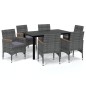 vidaXL Juego muebles jardín 7 pzas con cojines ratán sintético gris vidaXL Juego muebles jardín 7 pzas con cojines ratán sintético gris