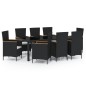 vidaXL Set comedor de jardín 9 piezas y cojines ratán sintético negro vidaXL Set comedor de jardín 9 piezas y cojines ratán sintético negro