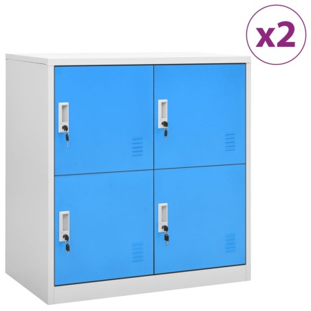 vidaXL Armarios taquilla 2 uds acero gris claro y azul 90x45x92,5 cm