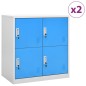 vidaXL Armarios taquilla 2 uds acero gris claro y azul 90x45x92,5 cm