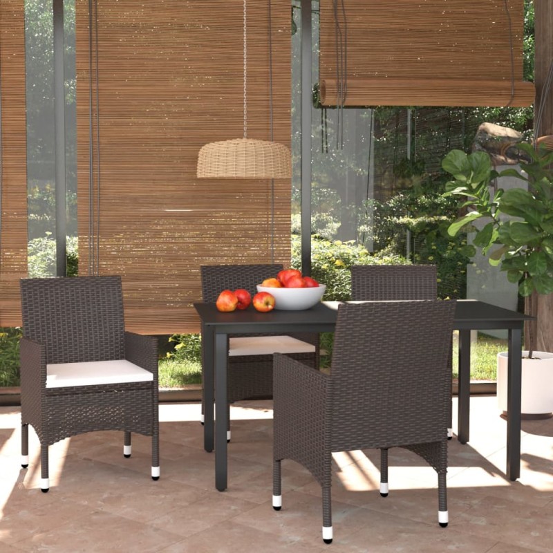 vidaXL Juego muebles jardín 5 pzas con cojines ratán sintético marrón vidaXL Juego muebles jardín 5 pzas con cojines ratán sintético marrón