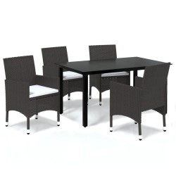 vidaXL Juego muebles jardín 5 pzas con cojines ratán sintético marrón
