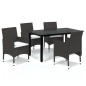 vidaXL Juego muebles jardín 5 pzas con cojines ratán sintético marrón vidaXL Juego muebles jardín 5 pzas con cojines ratán sintético marrón