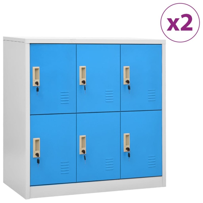 vidaXL Armarios taquilla 2 uds acero gris claro y azul 90x45x92,5 cm vidaXL Armarios taquilla 2 uds acero gris claro y azul 90x45x92,5 cm