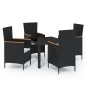 vidaXL Juego de comedor de jardín 5 piezas con cojines ratán PE negro vidaXL Juego de comedor de jardín 5 piezas con cojines ratán PE negro