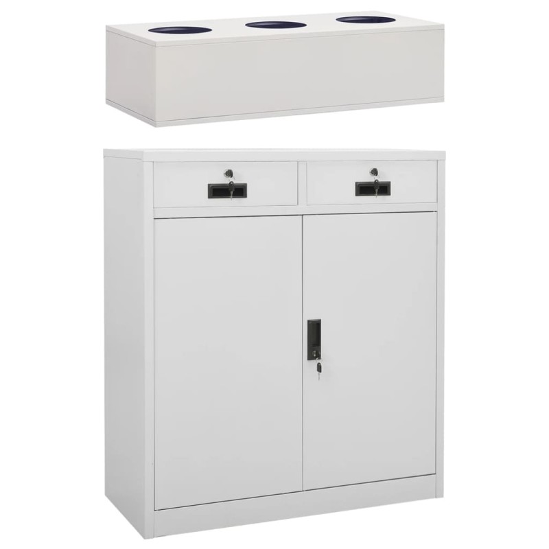 vidaXL Armario de oficina con macetero acero gris claro 90x40x125 cm vidaXL Armario de oficina con macetero acero gris claro 90x40x125 cm