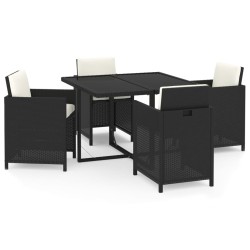vidaXL Juego muebles jardín 5 pzas con cojines ratán sintético negro