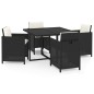 vidaXL Juego muebles jardín 5 pzas con cojines ratán sintético negro vidaXL Juego muebles jardín 5 pzas con cojines ratán sintético negro