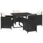 vidaXL Juego muebles jardín 5 pzas con cojines ratán sintético negro vidaXL Juego muebles jardín 5 pzas con cojines ratán sintético negro
