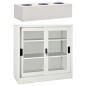 vidaXL Armario de puerta corrediza con macetero gris claro acero vidaXL Armario de puerta corrediza con macetero gris claro acero