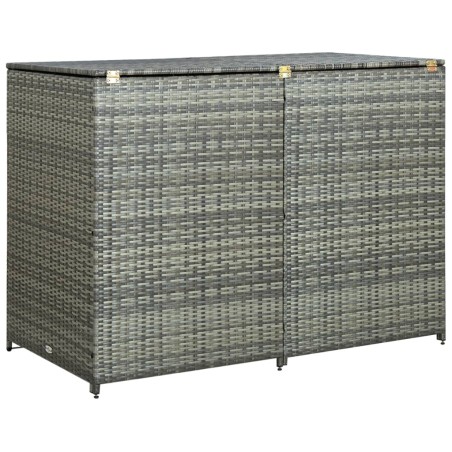 vidaXL Cobertizo doble para contenedor ratán PE gris 148x77x111 cm  