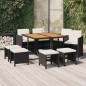 vidaXL Set de comedor de jardín 9 pzas y cojines ratán sintético negro vidaXL Set de comedor de jardín 9 pzas y cojines ratán sintético negro