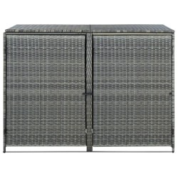 vidaXL Cobertizo doble para contenedor ratán PE gris 148x77x111 cm  