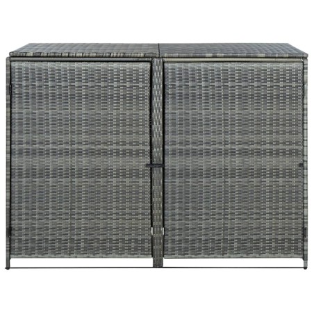 vidaXL Cobertizo doble para contenedor ratán PE gris 148x77x111 cm  
