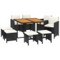 vidaXL Set de comedor de jardín 9 pzas y cojines ratán sintético negro vidaXL Set de comedor de jardín 9 pzas y cojines ratán sintético negro