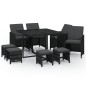 vidaXL Set de comedor de jardín 9 pzas y cojines ratán sintético negro vidaXL Set de comedor de jardín 9 pzas y cojines ratán sintético negro