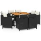 vidaXL Set de comedor de jardín 9 pzas y cojines ratán sintético negro vidaXL Set de comedor de jardín 9 pzas y cojines ratán sintético negro