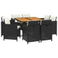vidaXL Set de comedor de jardín 9 pzas y cojines ratán sintético negro vidaXL Set de comedor de jardín 9 pzas y cojines ratán sintético negro