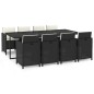 vidaXL Set de comedor de jardín 9 pzas y cojines ratán sintético negro vidaXL Set de comedor de jardín 9 pzas y cojines ratán sintético negro