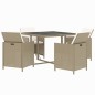 vidaXL Set comedor de jardín 5 pzas con cojines ratán sintético beige
