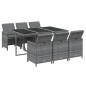vidaXL Set comedor jardín 7 pzas y cojines ratán sintético gris vidaXL Set comedor jardín 7 pzas y cojines ratán sintético gris