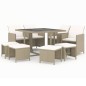vidaXL Set comedor de jardín 9 pzas con cojines ratán sintético beige vidaXL Set comedor de jardín 9 pzas con cojines ratán sintético beige