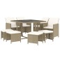 vidaXL Set comedor de jardín 9 pzas con cojines ratán sintético beige vidaXL Set comedor de jardín 9 pzas con cojines ratán sintético beige